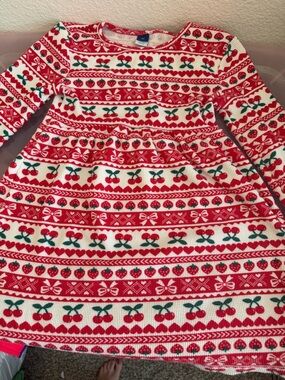 Old Navy Red and White Cherry Print Knit Dress - Girls